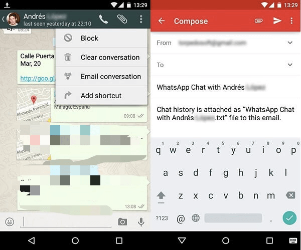 Transférer des messages WhatsApp entre Android et iPhone en utilisant l'e-mail