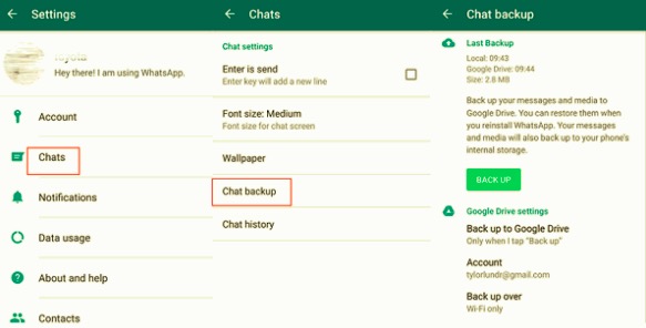 Sauvegarde locale WhatsApp sur Android