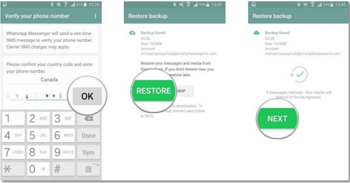 Restaurer WhatsApp à partir d'une sauvegarde plus ancienne ou moins récente