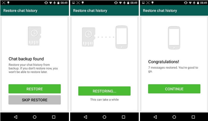 Restaurer l'historique des conversations Whatsapp à partir de Samsung