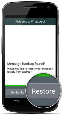 Restaurer les messages Whatsapp à partir d'une sauvegarde récente