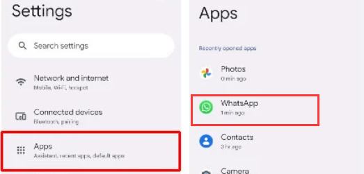 Trouver WhatsApp dans les paramètres Android