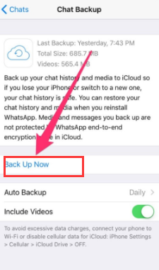Désactiver les sauvegardes automatiques de WhatsApp dans iCloud