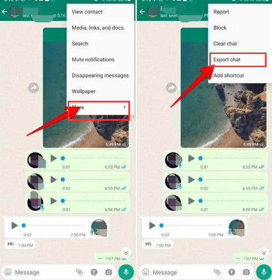 Exporter le chat WhatsApp depuis l'iPhone en utilisant le courrier électronique