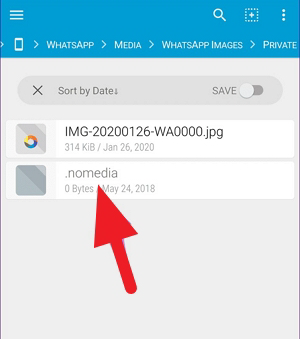 Méthodes pour réparer « Les vidéos WhatsApp ne s'affichent pas dans la galerie » - Supprimer les fichiers NOMEDIA