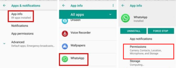 Autoriser les autorisations importantes pour WhatsApp