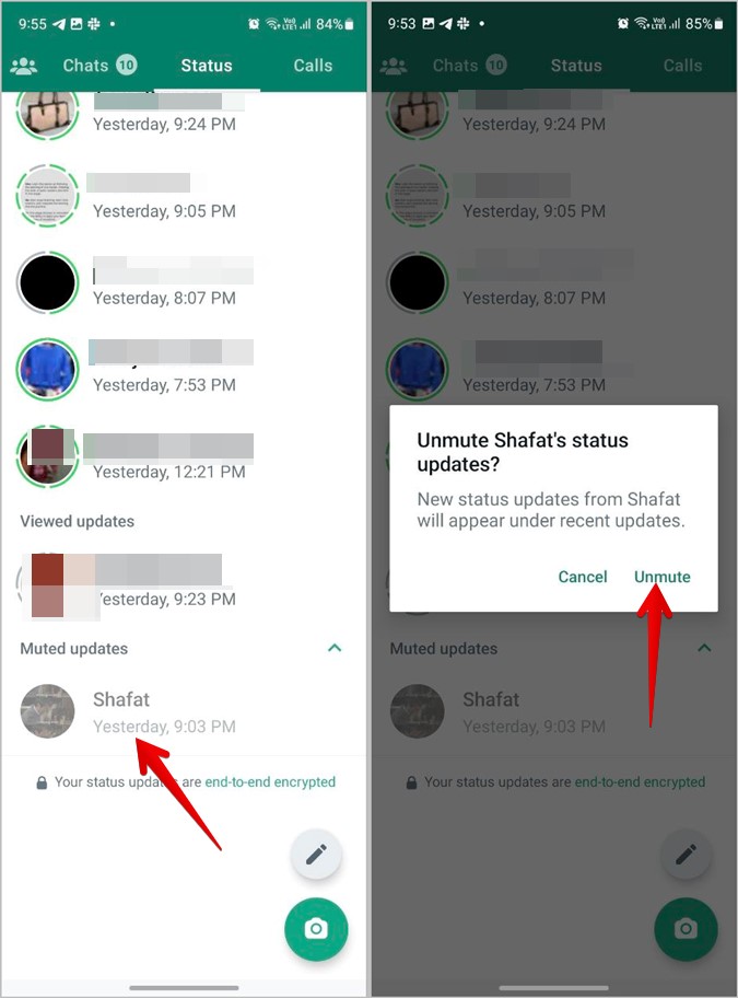 Correction du son de notification WhatsApp ne fonctionnant pas : assurez-vous que les conversations WhatsApp ne sont pas en sourdine