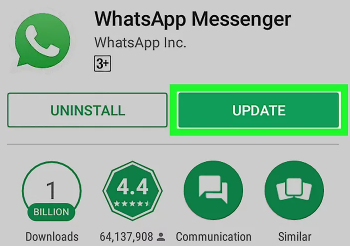 Assurez-vous que WhatsApp est mis à jour vers la dernière version sur Android